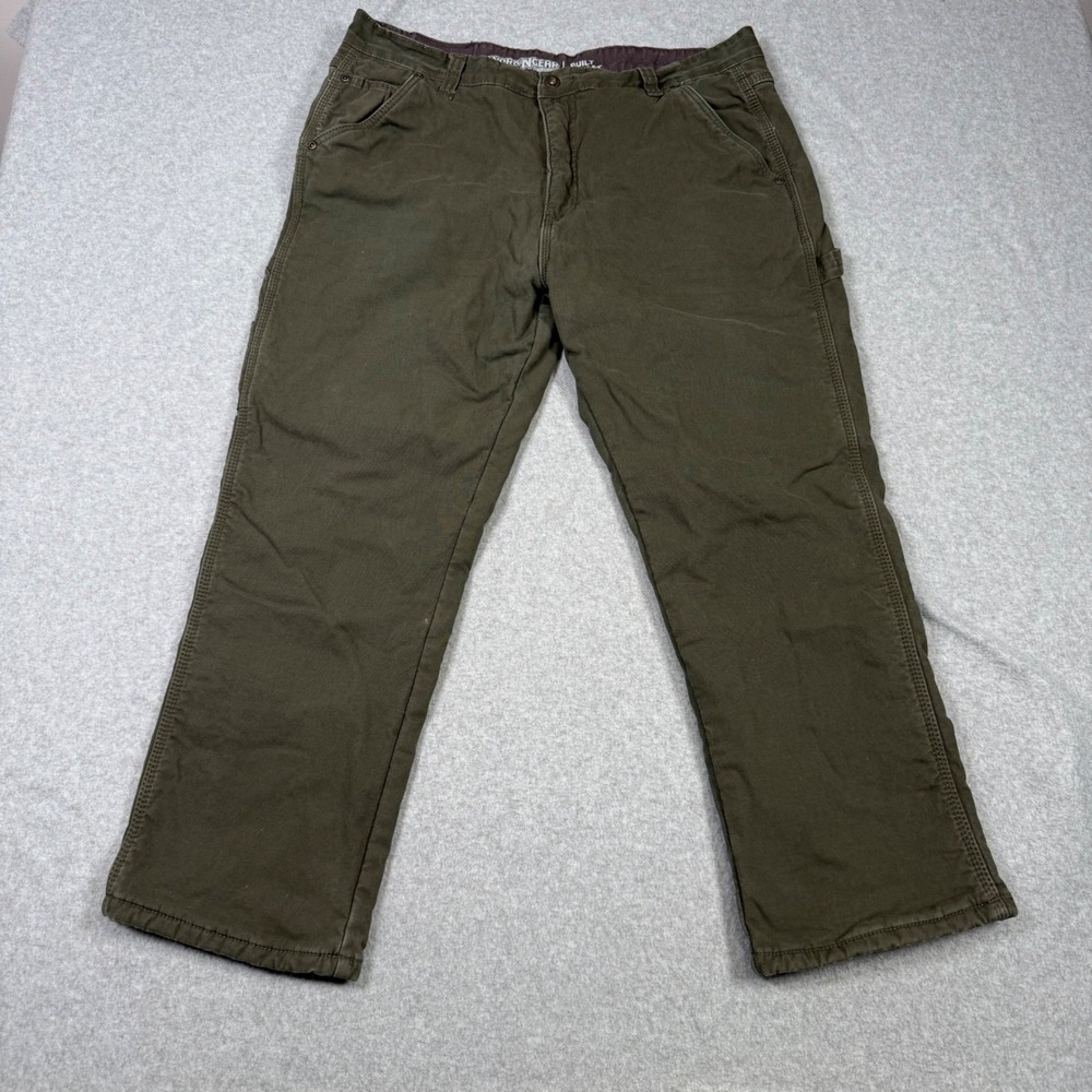 WorknGear Endurancewear Mens 40x30 Fleece Lined Canvas Utility Work Pants Olive